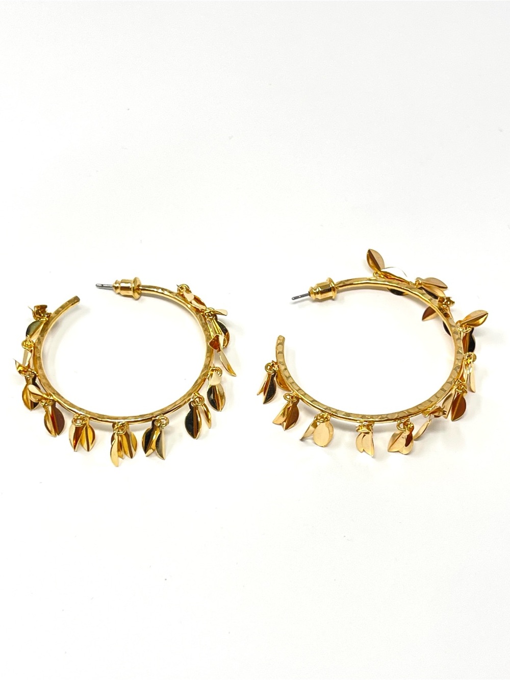 New Anthropologie Botanical Burst Gold Hoop Earrings - Picture 4 of 8